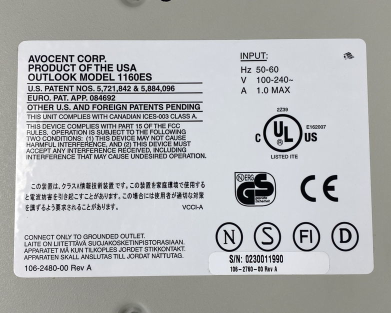 Avocent Outlook 1160ES 16 Port KVM Switch Power Tested No Power Cord