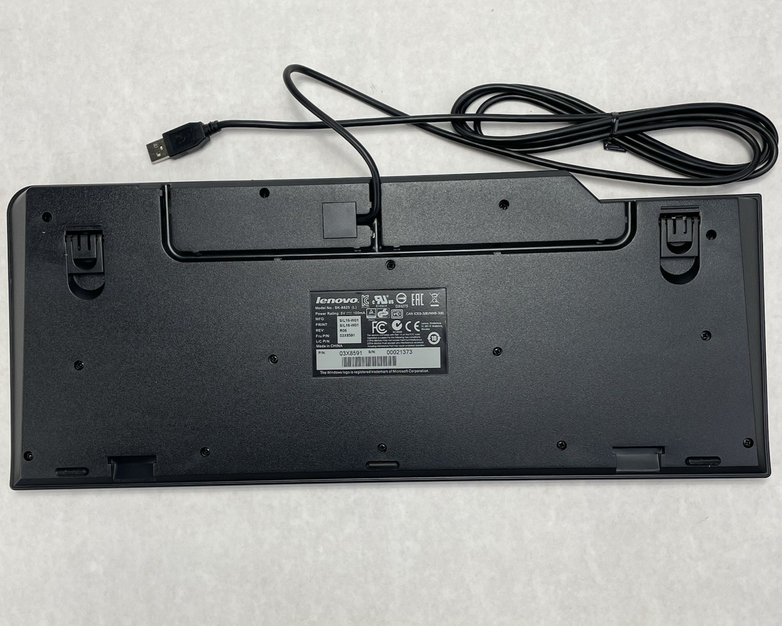 Lenovo 54Y9400 SK-8825 USB Wired Quiet Thin Keyboard Black 104 Keys Pop Out Feet