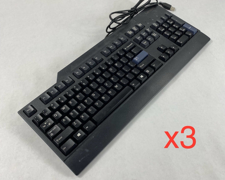 Lenovo KB1021 Black Full Size USB Wired Keyboard Tested (Lot of 3)
