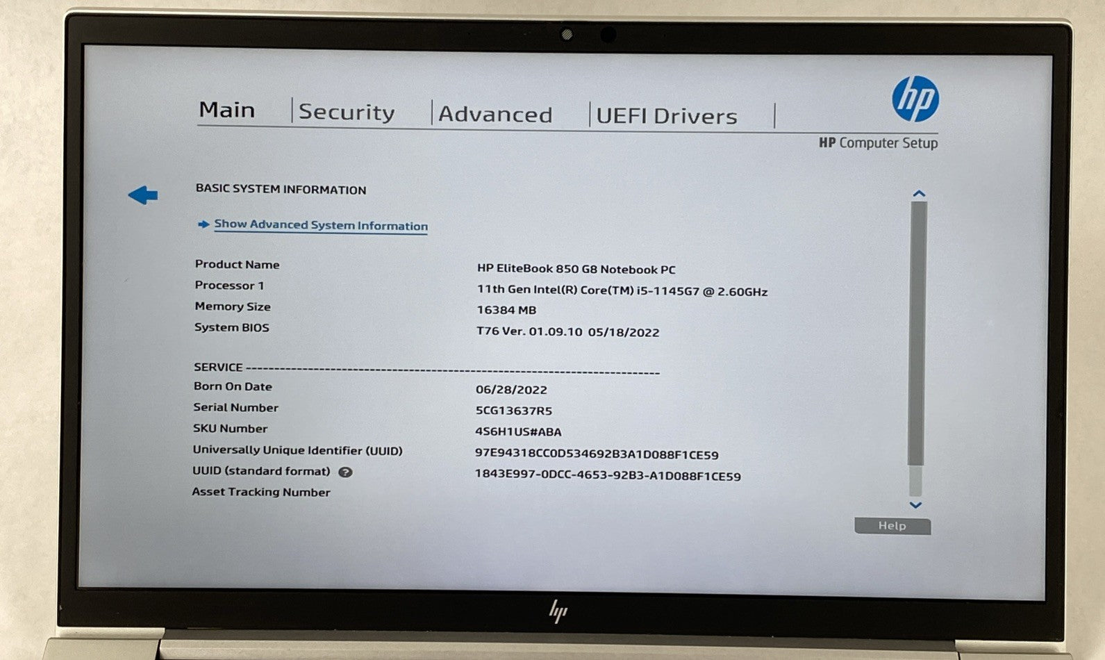 HP EliteBook 850 G8 Intel Core i5-1145G7 2.6 GHz 16 GB RAM 15.6" No SSD No OS