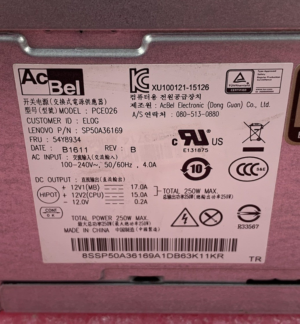 AcBel PCE026 250W Power Supply