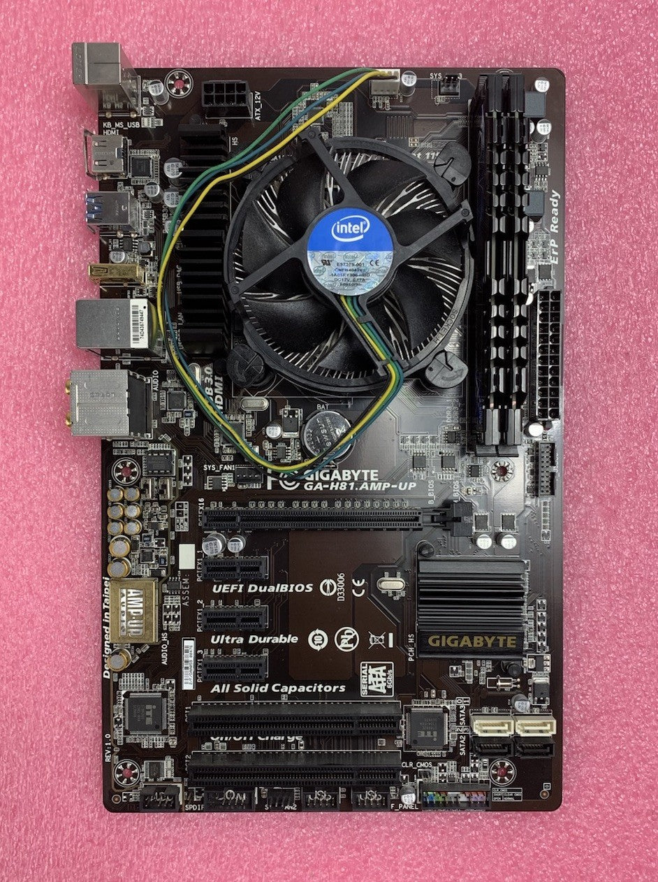 Gigabyte GA-H81.AMP-UP Motherboard Intel Pentium G3220 3.0GHz 8GB RAM w/ Shield6