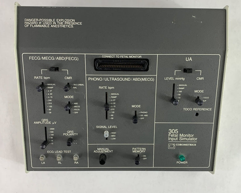 Corometrics 305 Fetal Monitor Input Simulator - Power Tested