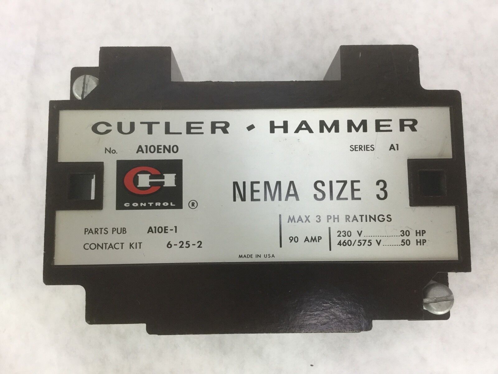 FRONT COVER ONLY Cutler Hammer A10EN0, (A10E-1) Nema Size 3 COVER ONLY