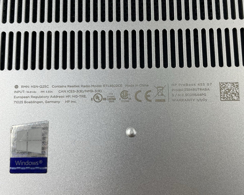 HP ProBook 455 G7 15.6" Ryzen 5 4500U 2.375 GHz 8 GB RAM No SSD/OS/AC