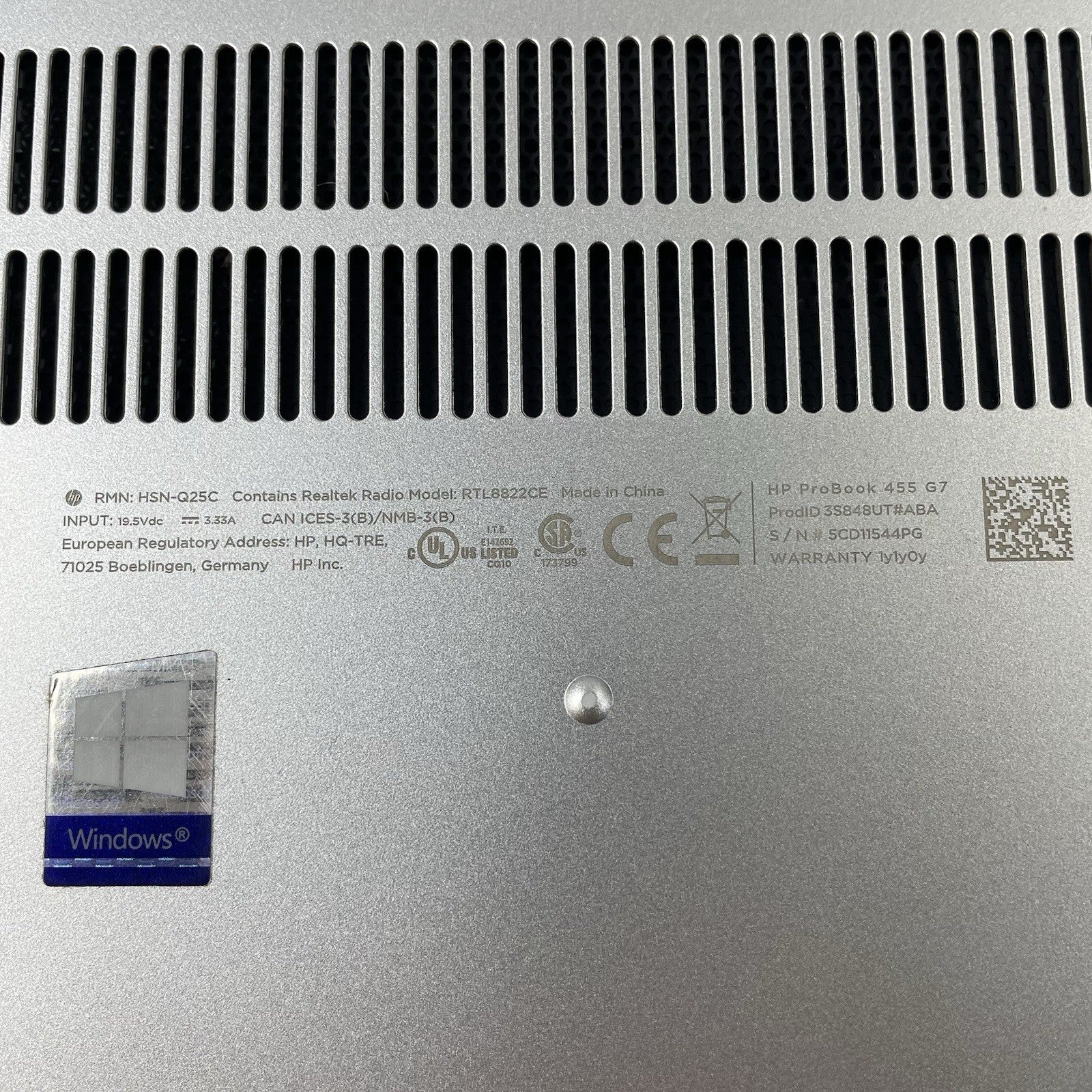HP ProBook 455 G7 15.6" Ryzen 5 4500U 2.375 GHz 8 GB RAM No SSD/OS/AC16