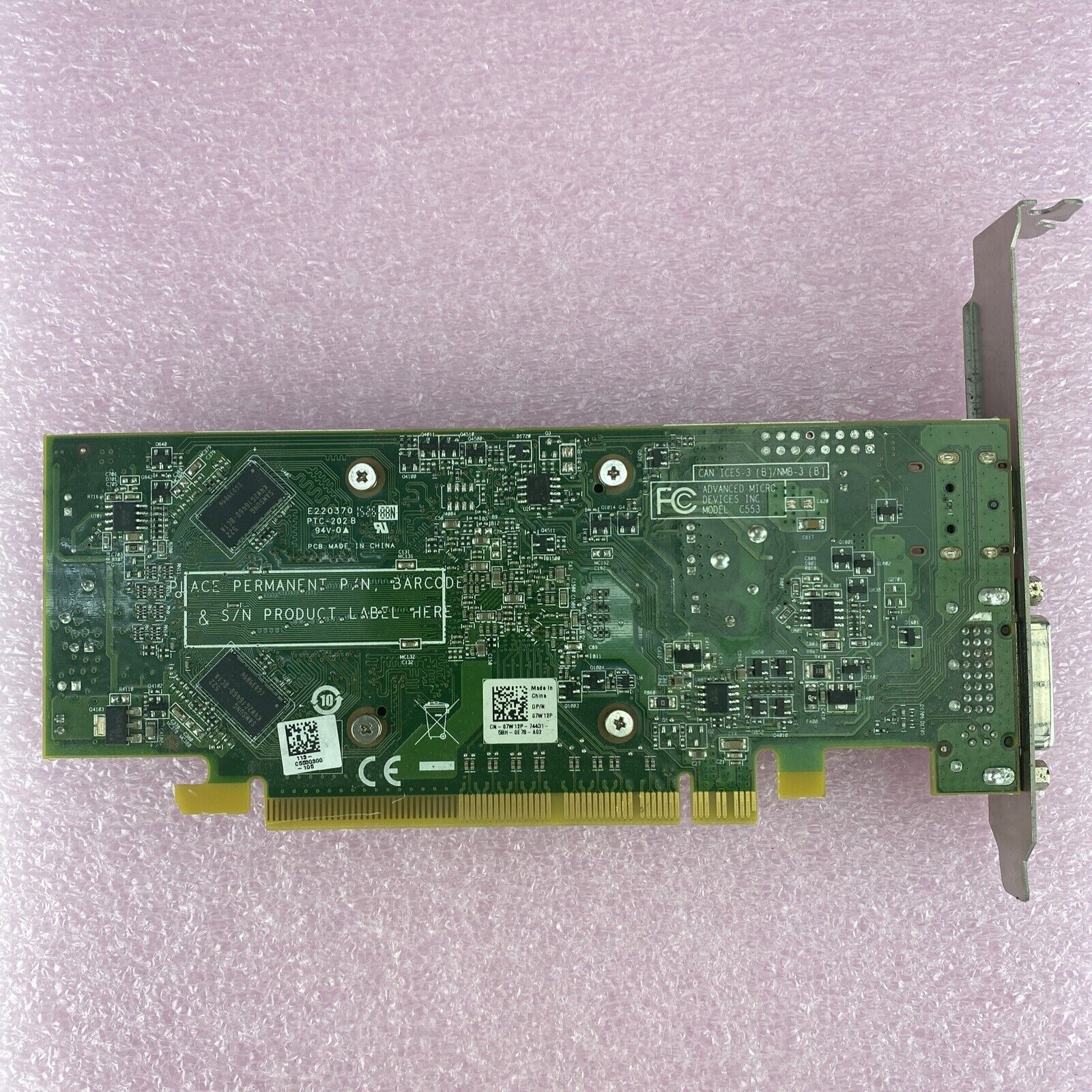 AMD 109-C55357-00 AMD RADEON R5 240 DP DVI PCIe Full Profile GPU Dell 07W12P