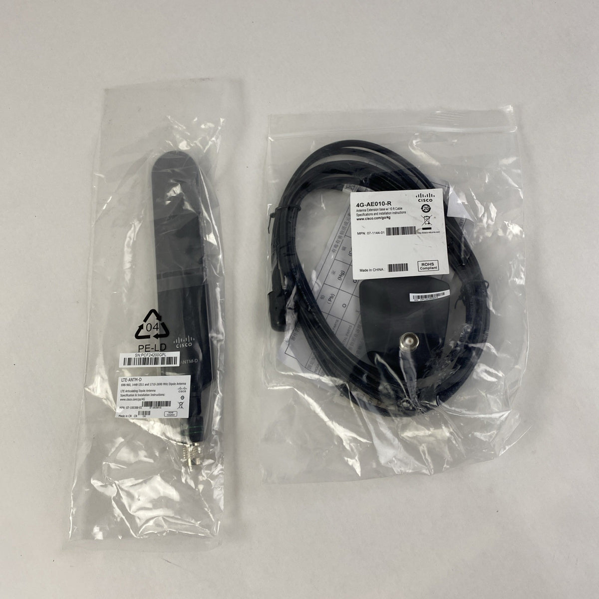 Cisco 4G-AE010-R Antenna Extension Base 10' Cable w/ LTE-ANTM-D Antenna Lot of 22