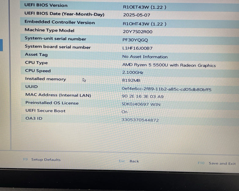 Lenovo ThinkPad E14 Gen3 14" Ryzen 5 5500U 2.10 GHz 8 GB RAM No SSD/OS/AC/Batt