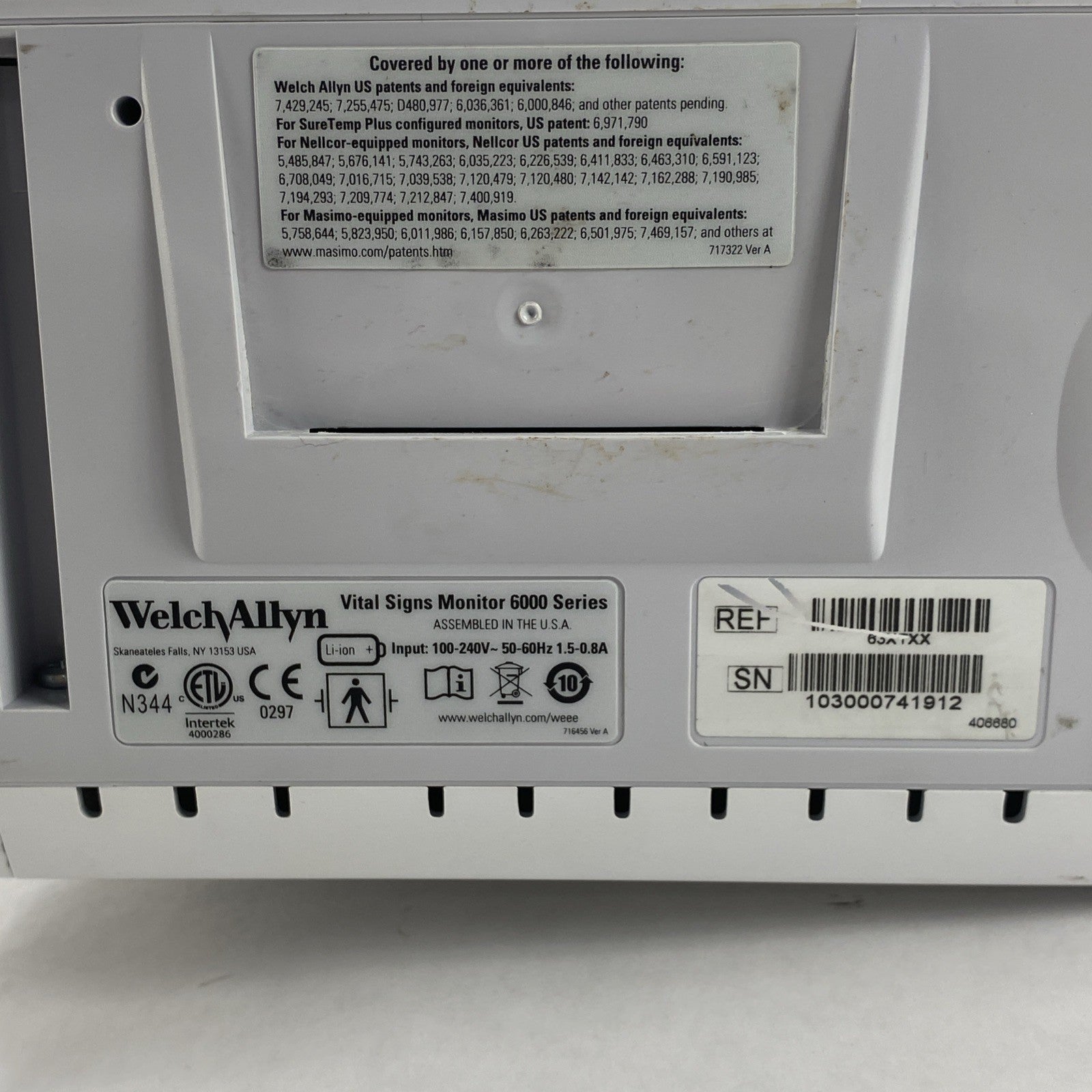 Welch Allyn 63XTXX Vital Sign Monitor 6000 Series w/ Power cord - No Battery14