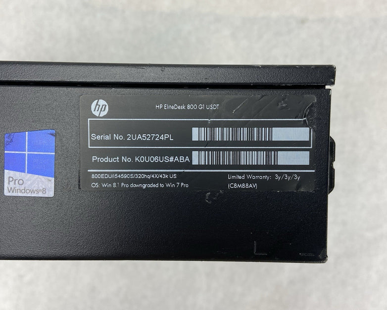 HP Elitedesk 800 G1 USFF Intel Core i5-4590s 3GHz 8GB RAM No HDDOS AC Win8 COA