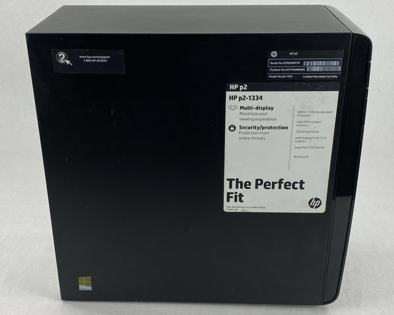 HP P2-1334 MT AMD E1-1200 1.40 GHz 4 GB RAM No AC Adapter No HDD No OS