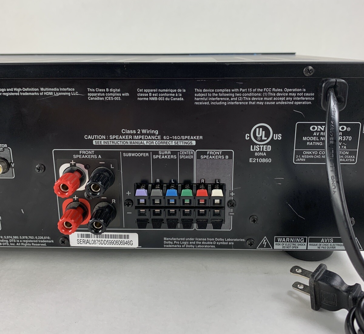 Onkyo HT-R370 Digital Surround A/V Receiver HDMI Parts Repair Left Side Cuts