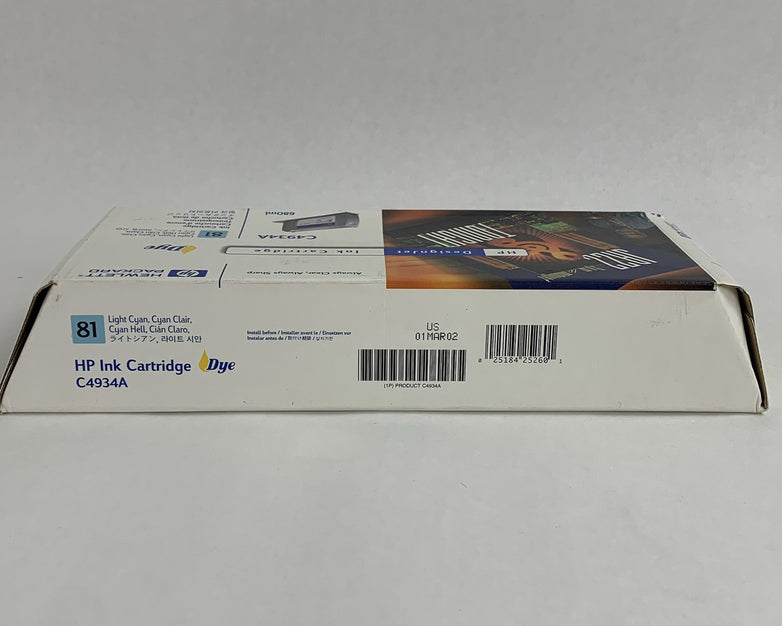 HP C4934A 81 DesignJet Light Cyan Dye Ink Cartridge New OEM Sealed in Box