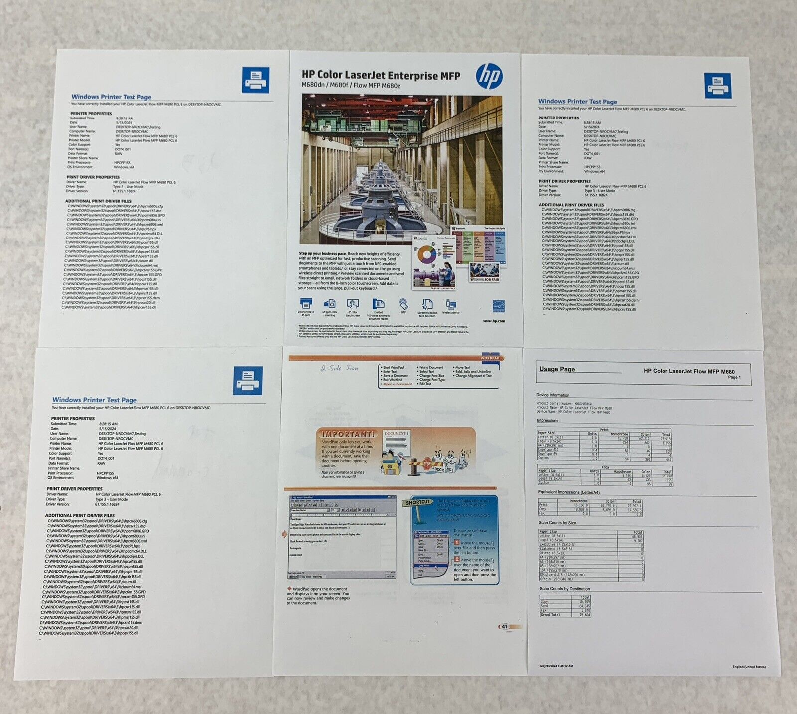 HP CZ250A LaserJet Enterprise Flow MFP M680 Multifunction Color Printer Lot of 9