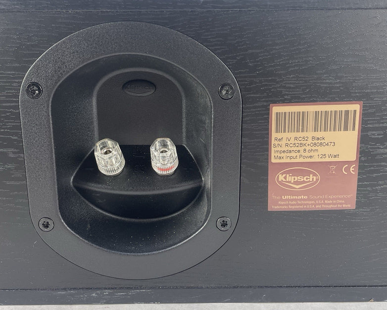 Klipsch Reference IV RC52 Center Speaker Black Dual 5.25" Tested Missing Grill