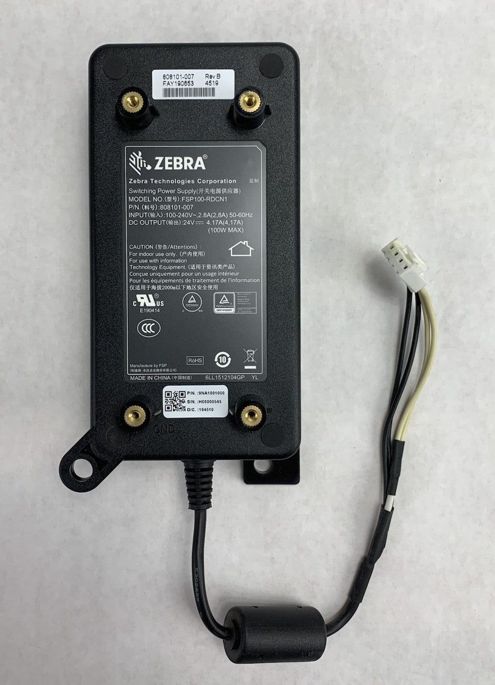 Zebra FSP100-RDCNI 100W AC Adapter Power Supply for Zebra ZT2306