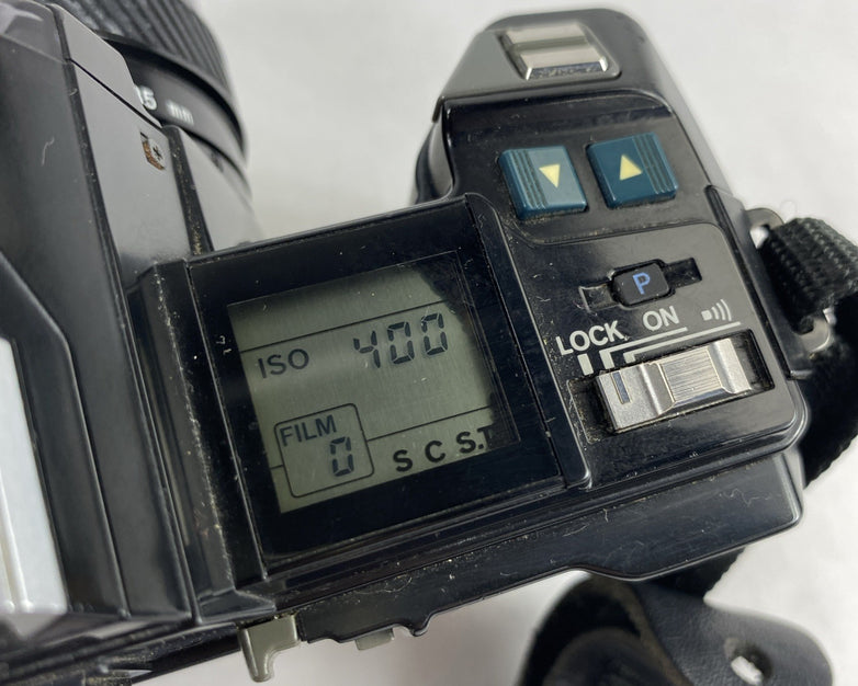 Minolta Maxxum 7000 AF SLR 35mm Film Camera With Extra Lens and Flash Attachment