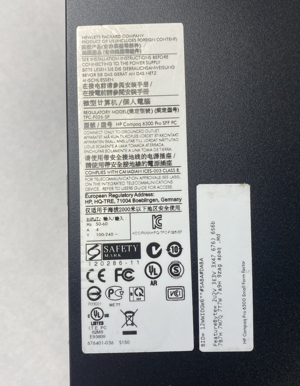 HP Compaq Pro 6300 SFF Intel Core i5-3470 3.20GHz 4GB RAM No HDD No OS