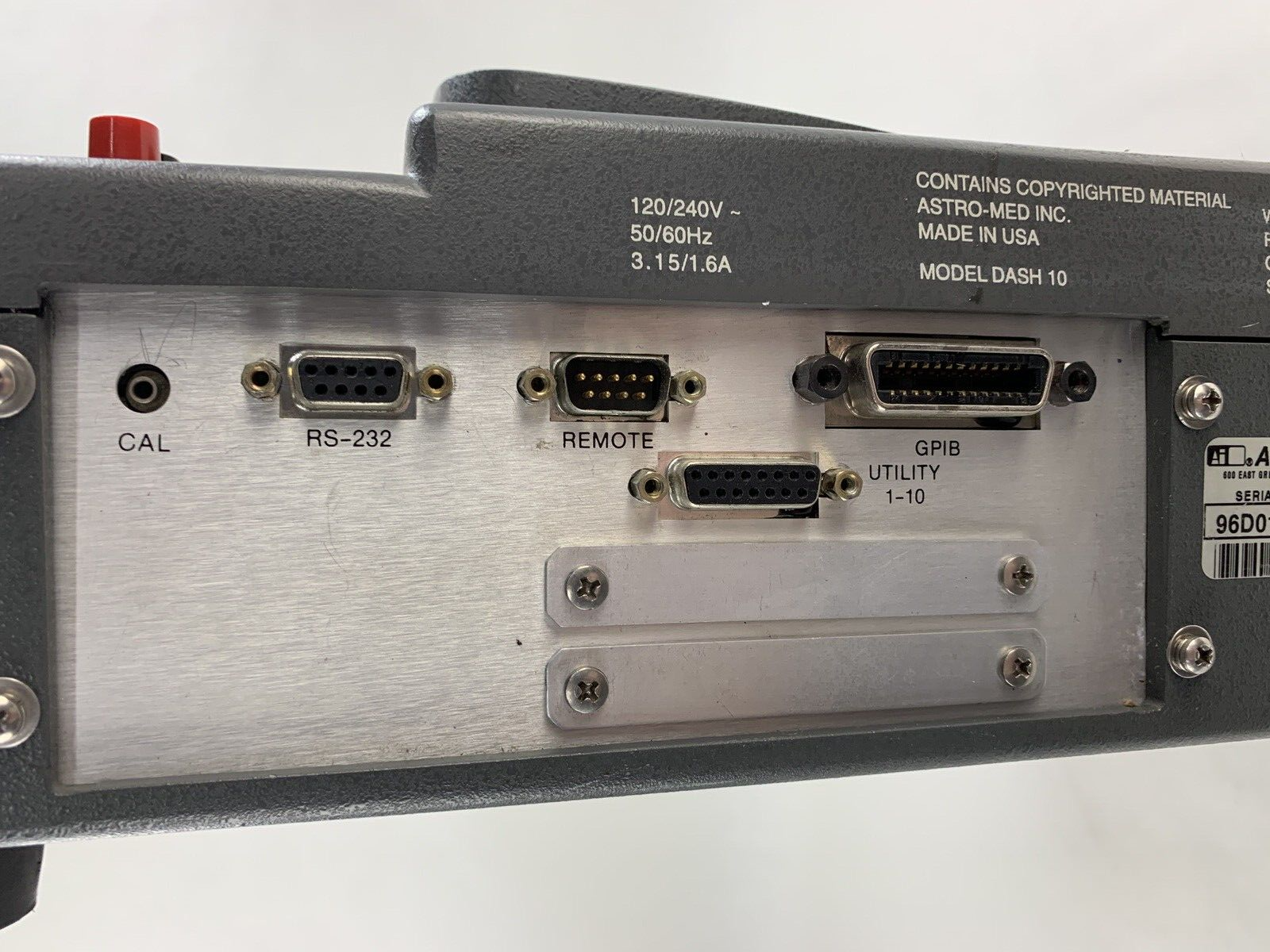 Astro-Med Dash 10 250v RMS Data Logger Powers On10