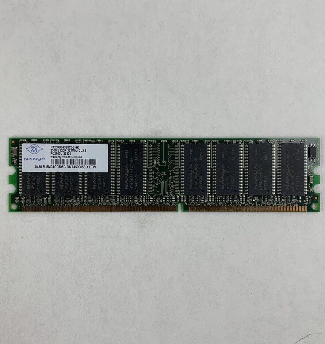 38x256MB Nanya NT256D64S88C0G-6K PC2700U-25330 1Rx8 333MHz CL2.5 184pin 2.5V DDR