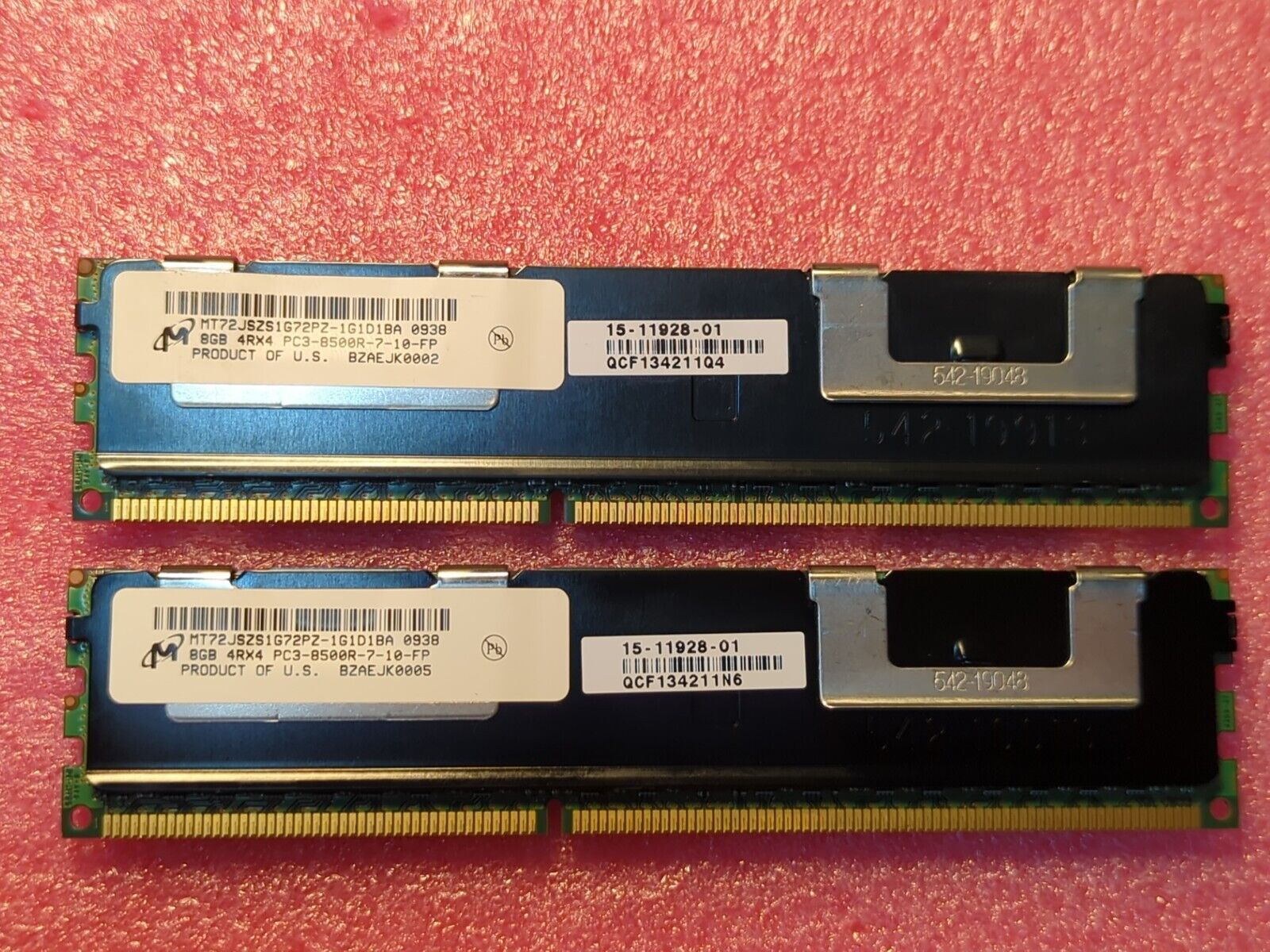 2x8GB 16GB Kit Micron DDR3 4Rx4 PC3-8500R Server Memory DIMM MT72JSZS1G72PZ
