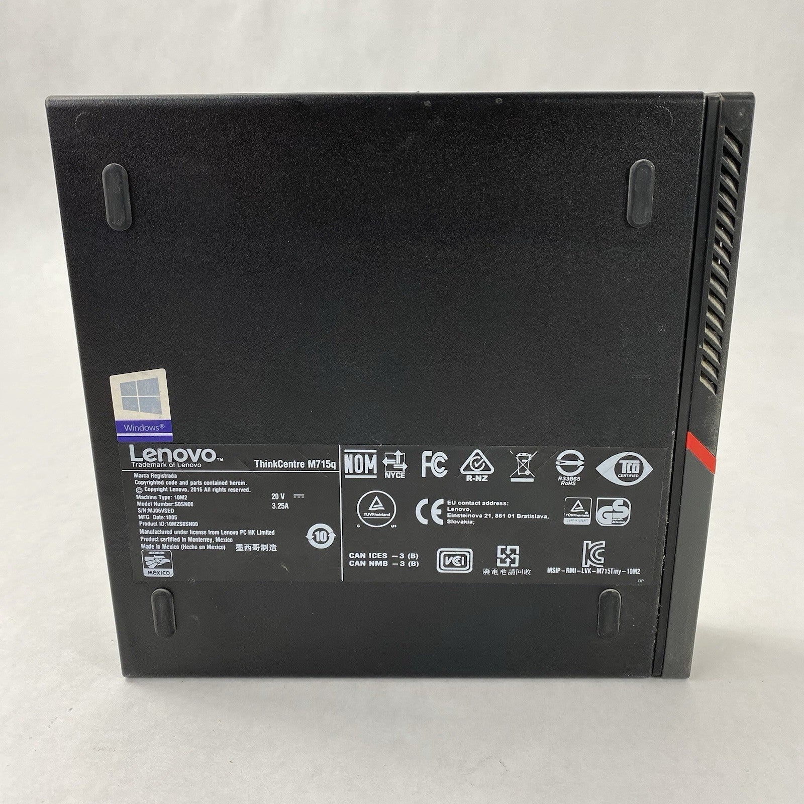 Lenovo ThinkCentre M715Q Micro AMD Pro A10-9700E 3GHz 8GB RAM No HDD/OS/AC