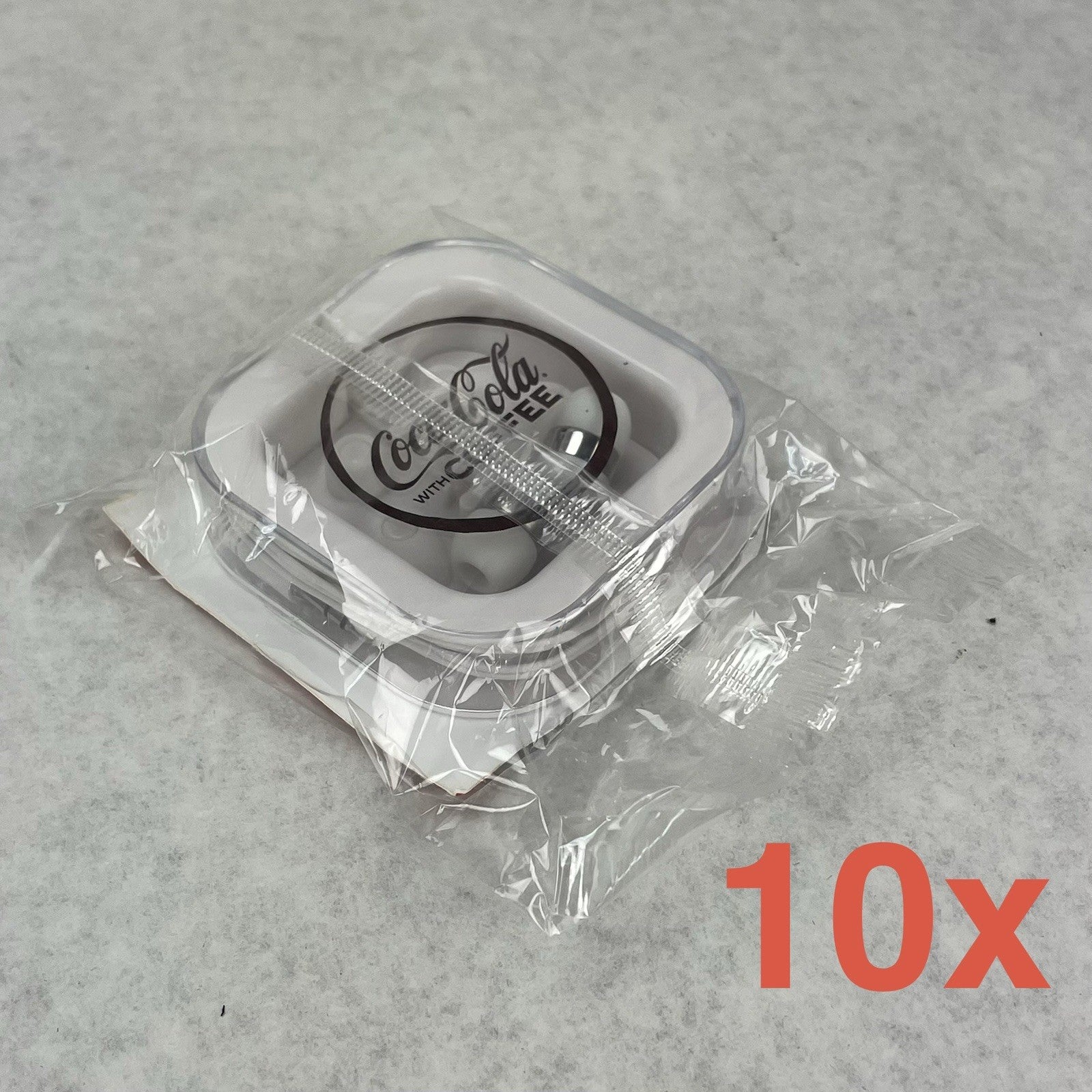 Coca-Cola with Coffee Coke Branded Wired Earbuds Headphones White Lot of 100