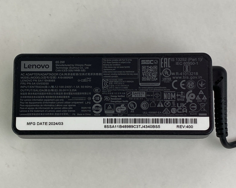 Lenovo 65W A19-065N2A 20V Square AC Adapter Mixed Lot No Power Cord - Lot of 5