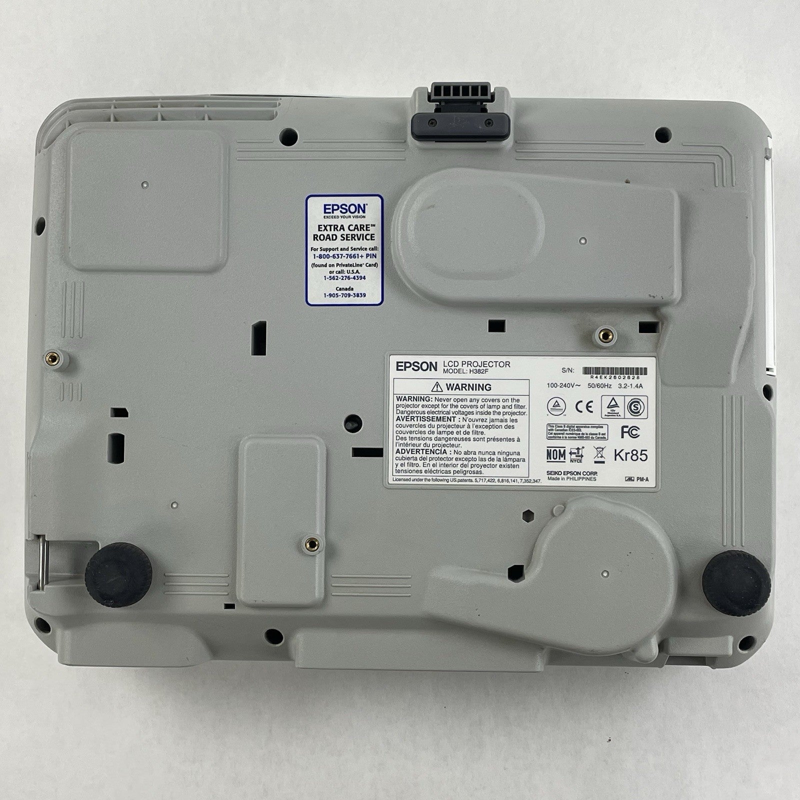 Epson H382F LCD Lamp Projector No Lamp No Remote- Parts or Repair