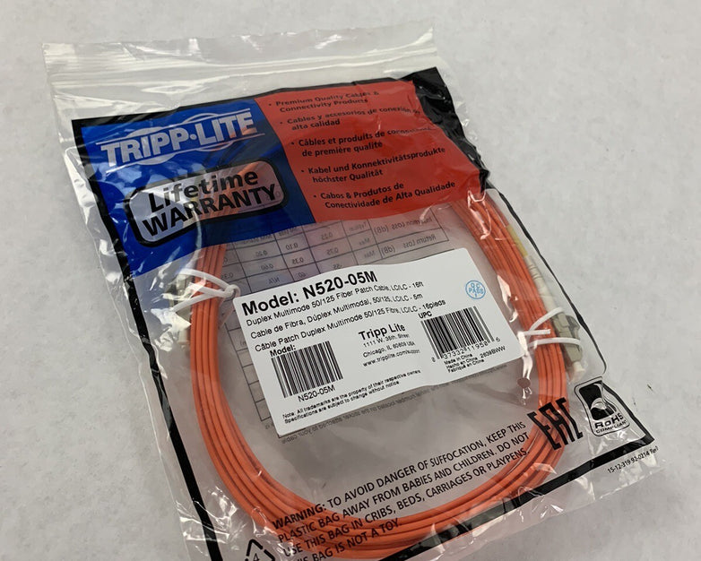 Tripp Lite N520-05M 5m Fiber Optic LC Male to Male Patch Cable - Sealed