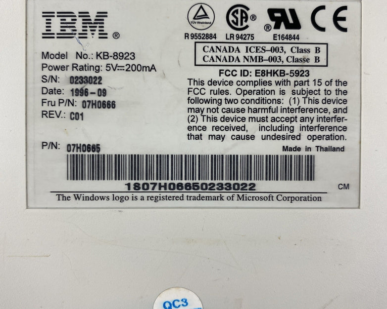 Vintage IBM KB-8923 PS/2 Wired Membrane  Keyboard - Tested