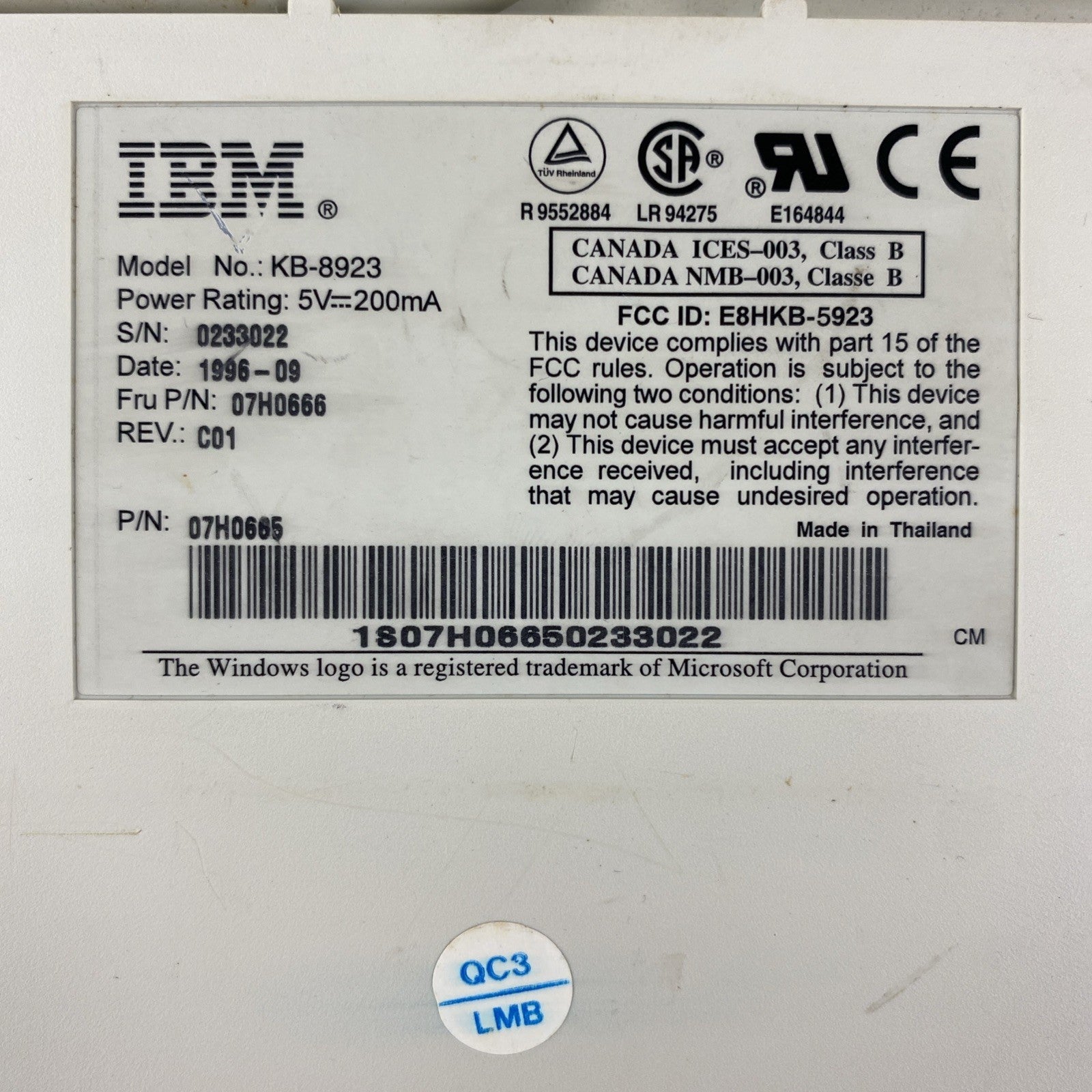 Vintage IBM KB-8923 PS/2 Wired Membrane  Keyboard - Tested8