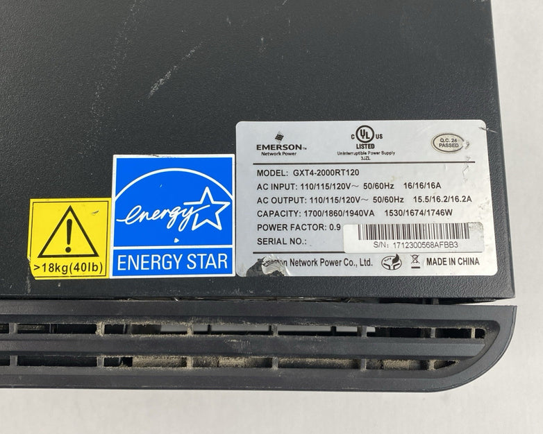 Vertiv Liebert GXT4-1500RT120 Battery Backups Tested - No Batt Ears Card