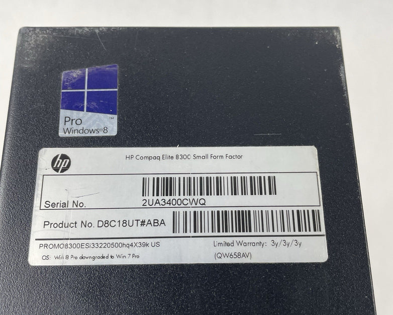 HP Compaq Elite 8300 SFF i3-3220 3.30 GHz 4 GB RAM No HDD/OS