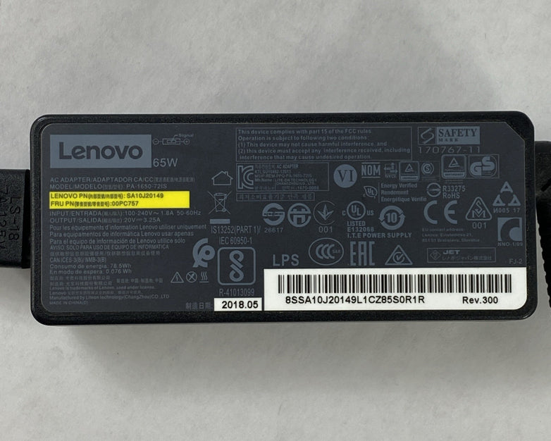 Lenovo PA-1650-72IS 65W 20V Yellow Square Tip Charger AC Adapter (Lot of 10)