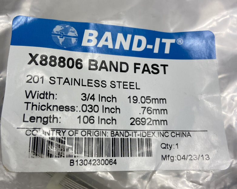 Band-It X88806 Band Fast 201 Stainless Steel, 3/4" X 100' Roll Band. .030 Thick