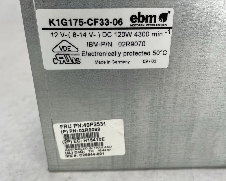 EBM K1G175-CF33-11 26K9690 Cooling fan Blower 120W 12VDC 4300Rpm 26K9688 Unteste