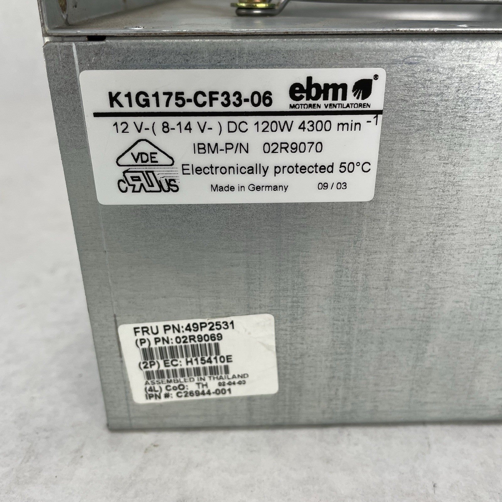 EBM K1G175-CF33-11 26K9690 Cooling fan Blower 120W 12VDC 4300Rpm 26K9688 Unteste