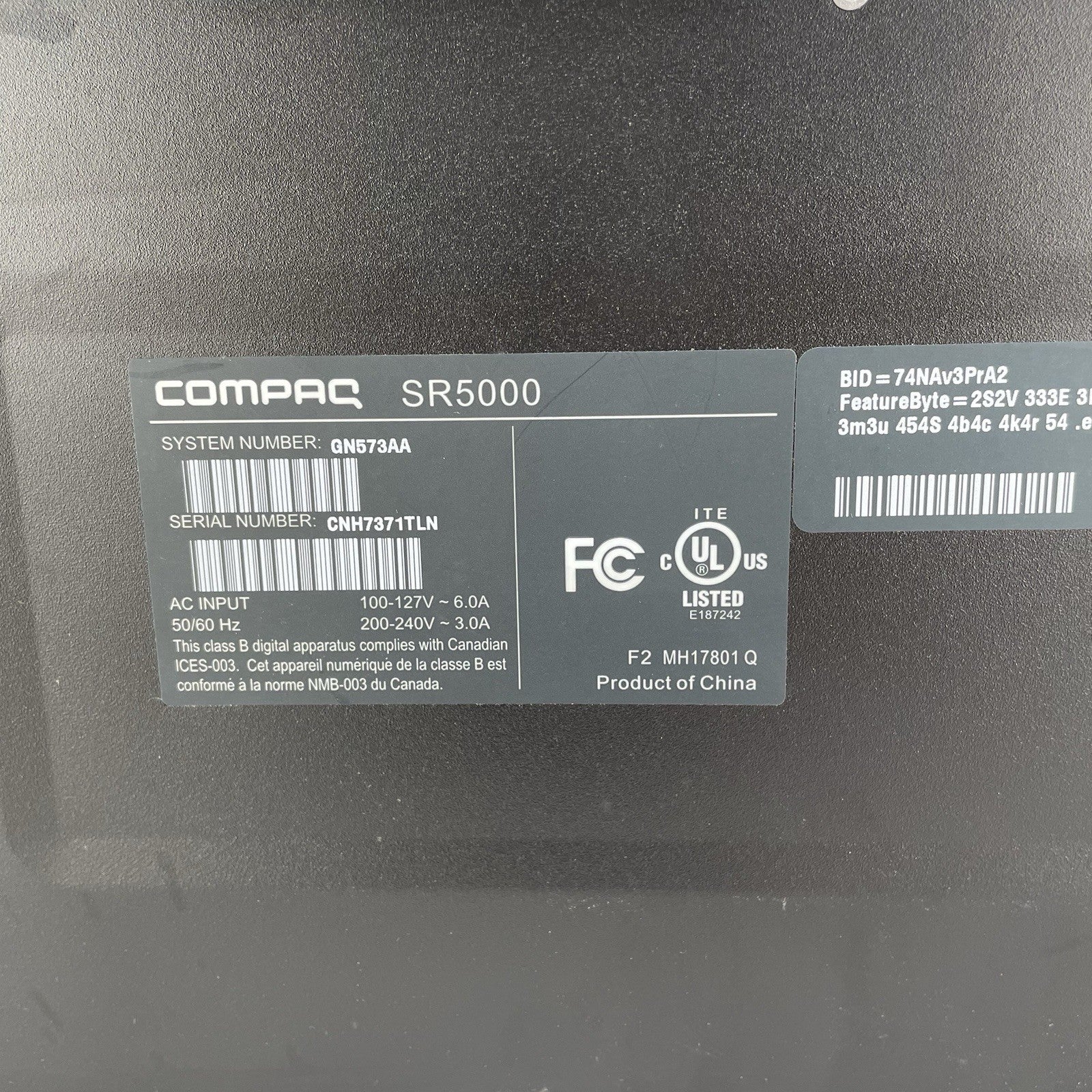 Compaq Presario SR5000 AMD Sempron 3600 2 GHz 1 GB Ram DVD-RW No HDD No OS