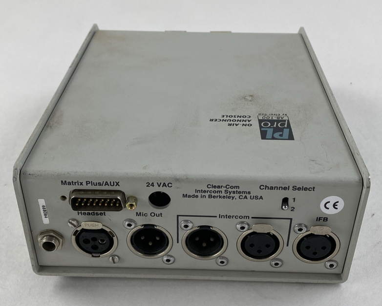 Clear-Com AB-100 On-Air Announcer Console with AC Adapter Power Tested