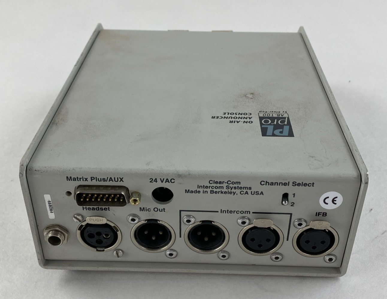 Clear-Com AB-100 On-Air Announcer Console with AC Adapter Power Tested