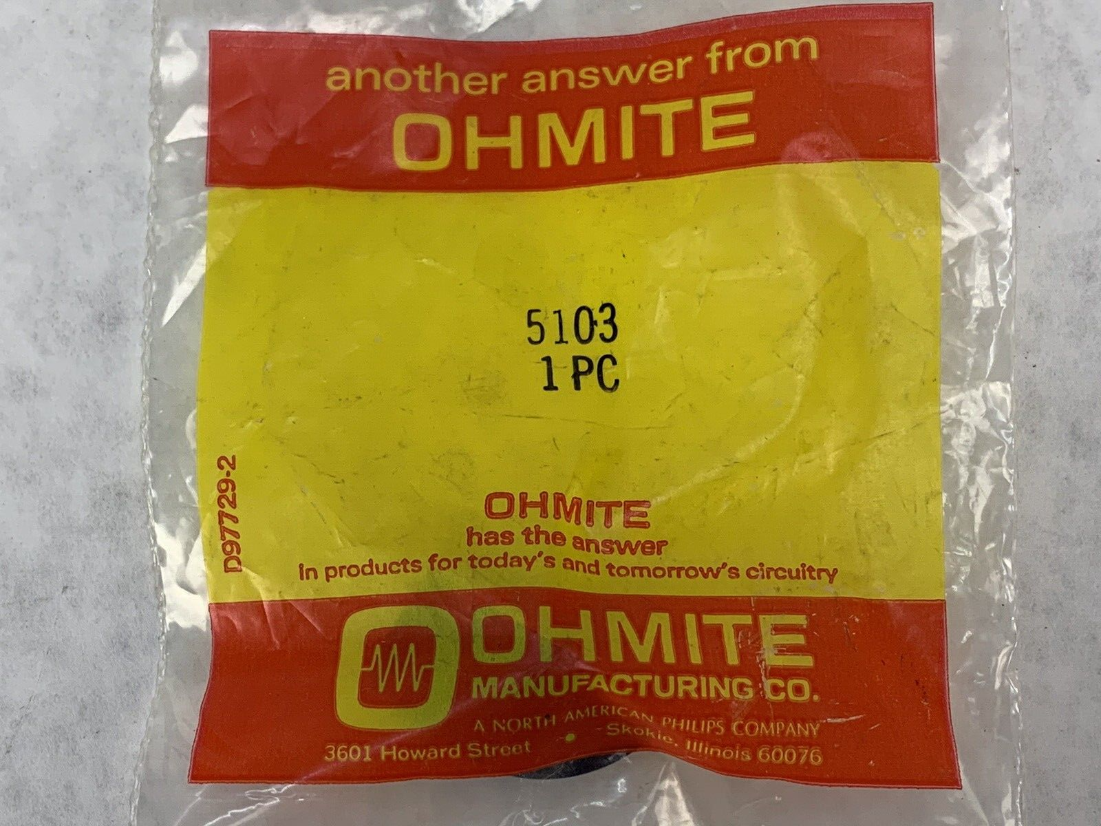 Ohmite 5103 Pointer Knob NEW in Sealed Bag