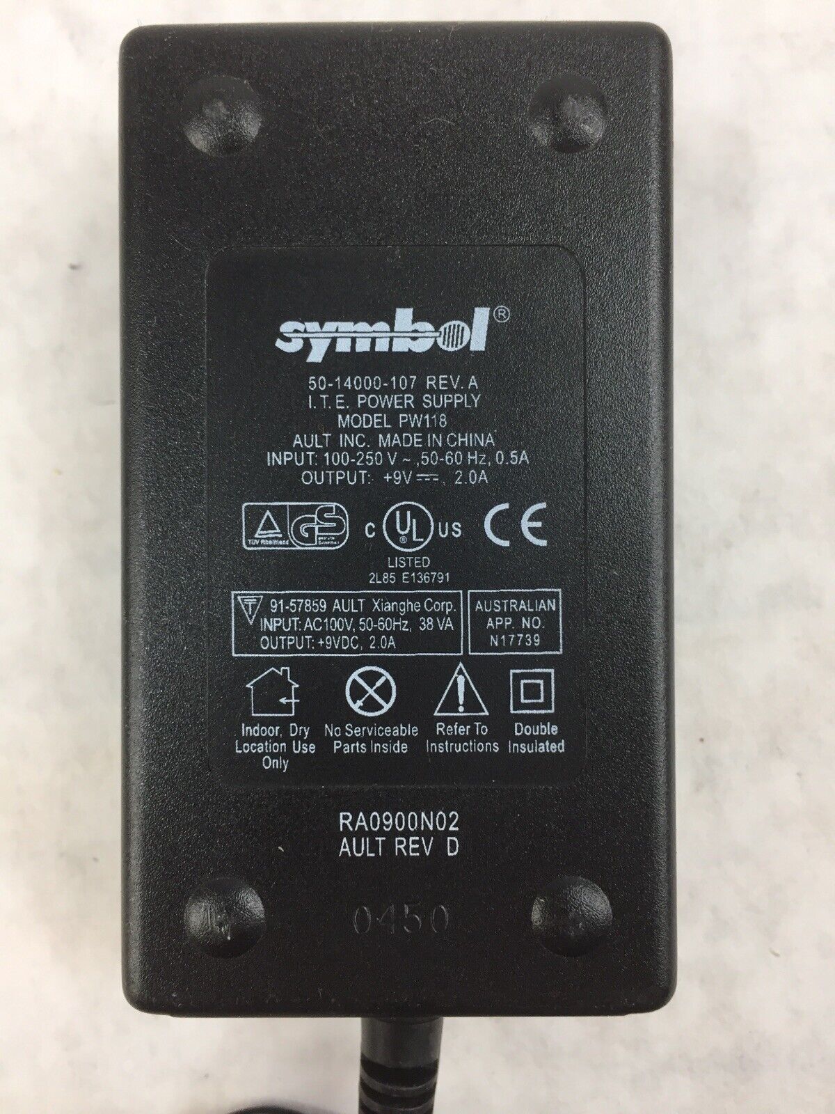 Symbol Technologies CRD8800-1000SIM Motorola Scanner Cradle w/Power Supply PW118