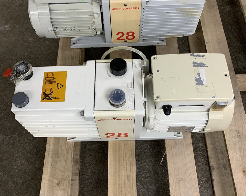 Edwards E2M28 Rotary Vane Vacuum Pump Drained Oil Parts and Repair Lot of 2x