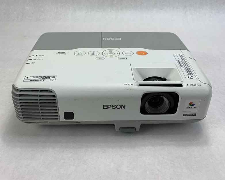 Epson H388A PowerLite 915W Projector 1293 Lamp Hours No Remote - Yellow Display