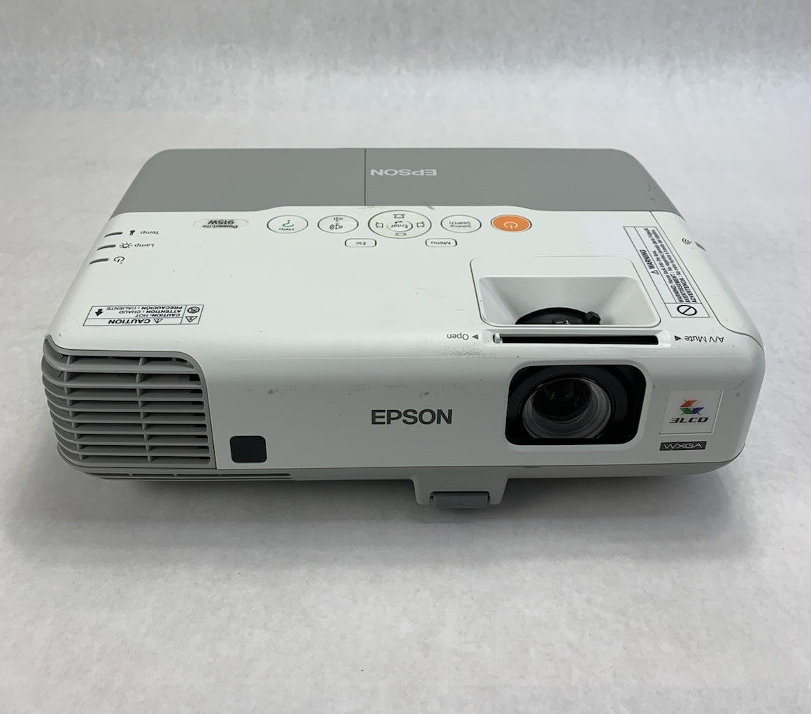 Epson H388A PowerLite 915W Projector 1293 Lamp Hours No Remote - Yellow Display1