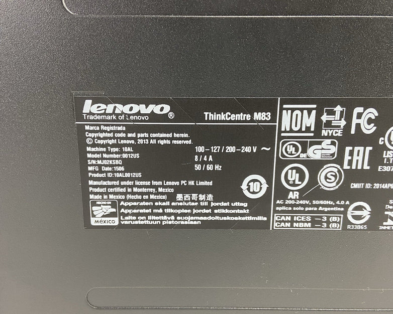 Lenovo ThinkCentre M83 MT Intel Core i7-4790 3.6GHz 8GB RAM No HDD No OS