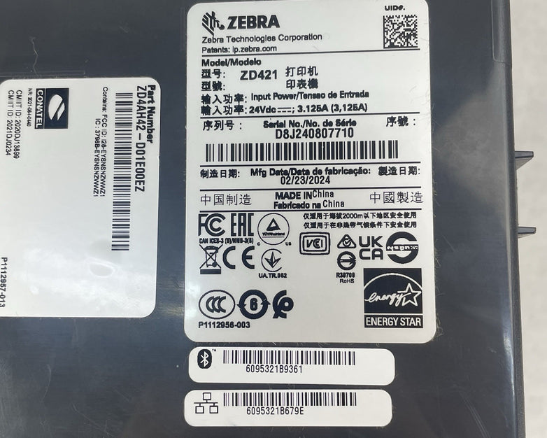 Zebra ZD421-HC ZD421 ZD4AH42-301E00EZ 203dpi  Missing Print Head Parts