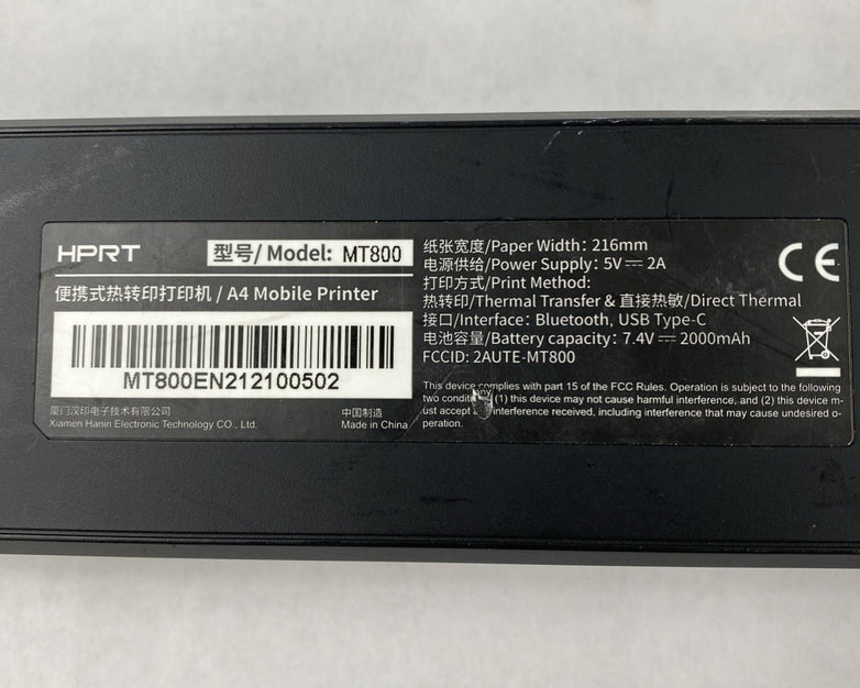 HPRT MT800 A4 Mobile Printer - No Power Cord Not Tested